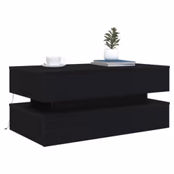 vidaXL Coffee Table with LED Lights Black Oak 90x50x40 cm side table - 90 cm - Additional view 4