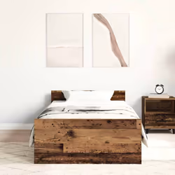 vidaXL Bed Frame with Headboard and Footboard Mattress Foundation Bed Base - old wood, 75 x 190 cm - Additional view 2