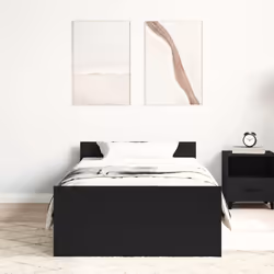 vidaXL Bed Frame with Headboard and Footboard Mattress Foundation Bed Base - black oak, 100 x 200 cm - Additional view 2