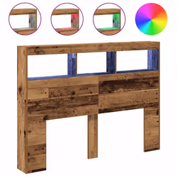 vidaXL Headboard Cabinet with LED Artisan Oak 180x17x102 cm bed headboard - old wood, 140 x 17 x 102 cm