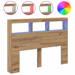 vidaXL Headboard Cabinet with LED Artisan Oak 180x17x102 cm bed headboard - artisan oak, 140 x 17 x 102 cm