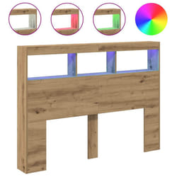 vidaXL Headboard Cabinet with LED Artisan Oak 180x17x102 cm bed headboard - artisan oak, 140 x 17 x 102 cm