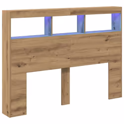vidaXL Headboard Cabinet with LED Artisan Oak 180x17x102 cm bed headboard - artisan oak, 140 x 17 x 102 cm