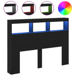 vidaXL Headboard Cabinet with LED Artisan Oak 180x17x102 cm bed headboard - black oak, 140 x 17 x 102 cm