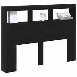 vidaXL Headboard Cabinet with LED Artisan Oak 180x17x102 cm bed headboard - black oak, 140 x 17 x 102 cm - Additional view 4