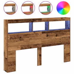 vidaXL Headboard Cabinet with LED Artisan Oak 180x17x102 cm bed headboard - old wood, 160 x 17 x 102 cm