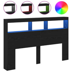 vidaXL Headboard Cabinet with LED Artisan Oak 180x17x102 cm bed headboard - black oak, 160 x 17 x 102 cm