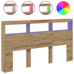 vidaXL Headboard Cabinet with LED Artisan Oak 180x17x102 cm bed headboard - artisan oak, 180 x 17 x 102 cm