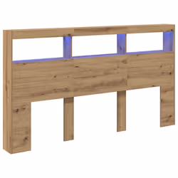 vidaXL Headboard Cabinet with LED Artisan Oak 180x17x102 cm bed headboard - artisan oak, 180 x 17 x 102 cm - Additional view 2