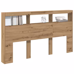 vidaXL Headboard Cabinet with LED Artisan Oak 180x17x102 cm bed headboard - artisan oak, 180 x 17 x 102 cm - Additional view 4
