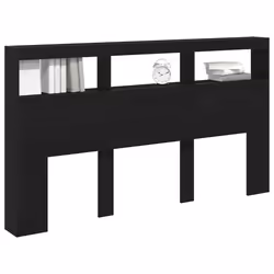 vidaXL Headboard Cabinet with LED Artisan Oak 180x17x102 cm bed headboard - black oak, 180 x 17 x 102 cm - Additional view 4