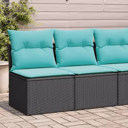 vidaXL 4 Piece Garden Sofa Set with Cushions Black Poly Rattan Acacia