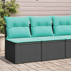 vidaXL 4 Piece Garden Sofa Set with Cushions Black Poly Rattan Acacia
