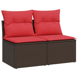 vidaXL Garden Sofa Set 4 Piece with Cushions Outdoor Sofa Poly Rattan Acacia - brown