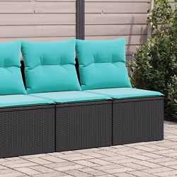 vidaXL 4 Piece Garden Sofa Set with Cushions Black Poly Rattan Acacia