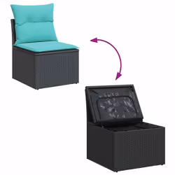 vidaXL 4 Piece Garden Sofa Set with Cushions Black Poly Rattan Acacia