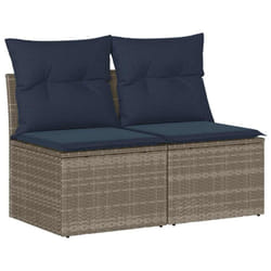 vidaXL Garden Sofa Set 2 Piece with Cushions Couch Grey Poly Rattan Acacia