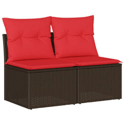 vidaXL Garden Sofa Set 2 Piece with Cushions Couch Brown Poly Rattan Acacia
