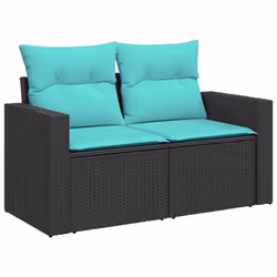 vidaXL 4 Piece Garden Sofa Set with Cushions Black Poly Rattan