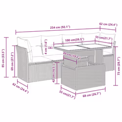 vidaXL 5 Piece Garden Sofa Set with Cushions Brown Poly Rattan Acacia