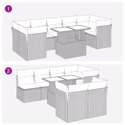 vidaXL 8 Piece Garden Sofa Set with Cushions Grey Poly Rattan Acacia - Additional view 8