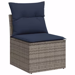 vidaXL 6 Piece Garden Sofa Set with Cushions Poly Rattan Acacia - grey