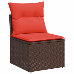 vidaXL 7 Piece Garden Sofa Set with Cushions Grey Poly Rattan Acacia
