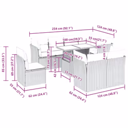 vidaXL 9 Piece Garden Sofa Set with Cushions Grey Poly Rattan Acacia - Additional view 10