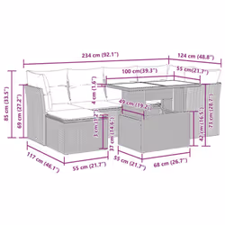 vidaXL 7 Piece Garden Sofa Set with Cushions Poly Rattan Acacia - brown - Additional view 3