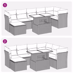 vidaXL 7 Piece Garden Sofa Set with Cushions Poly Rattan Acacia - brown - Additional view 10