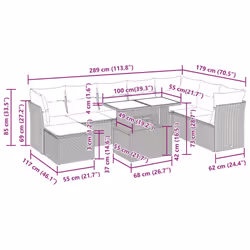 vidaXL 9 Piece Garden Sofa Set with Cushions Poly Rattan Acacia - grey