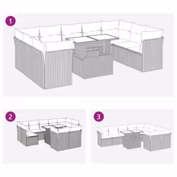 vidaXL 10 Piece Garden Sofa Set with Cushions Grey Poly Rattan Acacia - Additional view 8