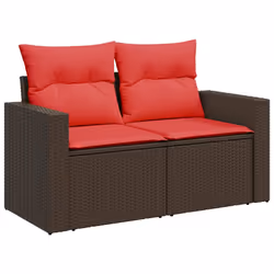 vidaXL 6 Piece Garden Sofa Set with Cushions Poly Rattan Acacia - brown