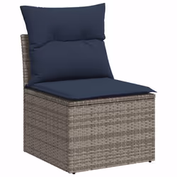 vidaXL 7 Piece Garden Sofa Set with Cushions Poly Rattan Acacia - grey