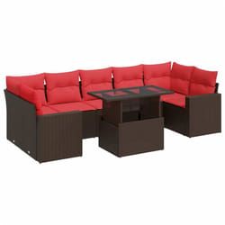 vidaXL 8 Piece Garden Sofa Set with Cushions Poly Rattan Acacia - brown