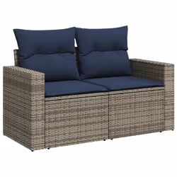 vidaXL 9 Piece Garden Sofa Set with Cushions Poly Rattan Acacia - grey