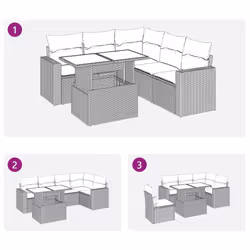 vidaXL 6 Piece Garden Sofa Set with Cushions Poly Rattan Acacia - brown - Additional view 10