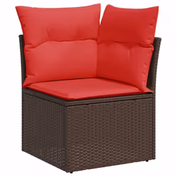 vidaXL 6 Piece Garden Sofa Set with Cushions Poly Rattan Acacia - brown - Additional view 4