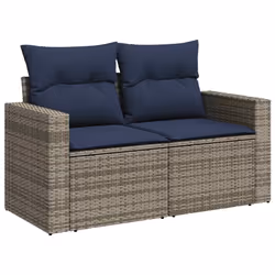 vidaXL 9 Piece Garden Sofa Set with Cushions Poly Rattan Acacia - grey