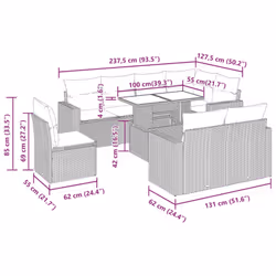 vidaXL 9 Piece Garden Sofa Set with Cushions Poly Rattan Acacia - grey