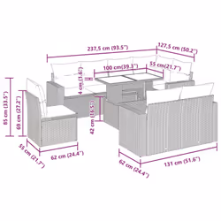 vidaXL 9 Piece Garden Sofa Set with Cushions Poly Rattan Acacia - brown
