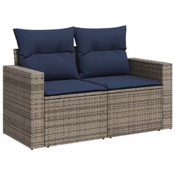 vidaXL 7 Piece Garden Sofa Set with Cushions Poly Rattan Acacia - grey - Additional view 4