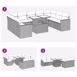 vidaXL 10 Piece Garden Sofa Set with Cushions Poly Rattan Acacia - grey - Additional view 10