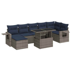vidaXL 8 Piece Garden Sofa Set with Cushions Poly Rattan Acacia - grey