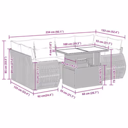 vidaXL 7 Piece Garden Sofa Set with Cushions Poly Rattan Acacia - grey
