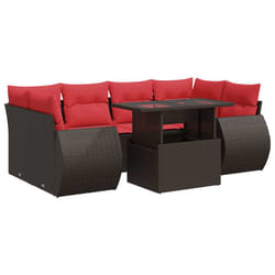 vidaXL 7 Piece Garden Sofa Set with Cushions Poly Rattan Acacia - brown