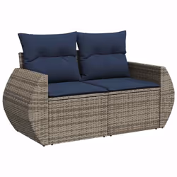 vidaXL 8 Piece Garden Sofa Set with Cushions Poly Rattan Acacia - grey - Additional view 4