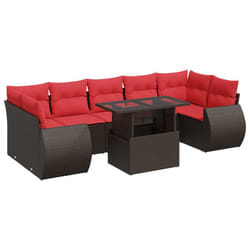 vidaXL 8 Piece Garden Sofa Set with Cushions Poly Rattan Acacia - brown