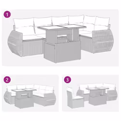 vidaXL 6 Piece Garden Sofa Set with Cushions Poly Rattan Acacia - grey - Additional view 6