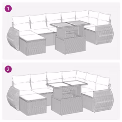 vidaXL 8 Piece Garden Sofa Set with Cushions Poly Rattan Acacia - brown - Additional view 7